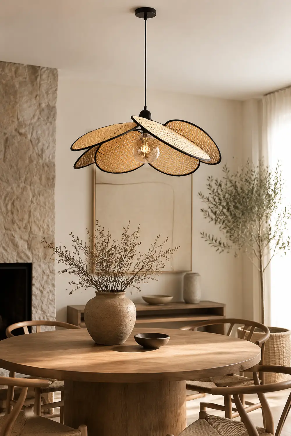 Campbell Rattan Pendant Lamp - Lumpaz