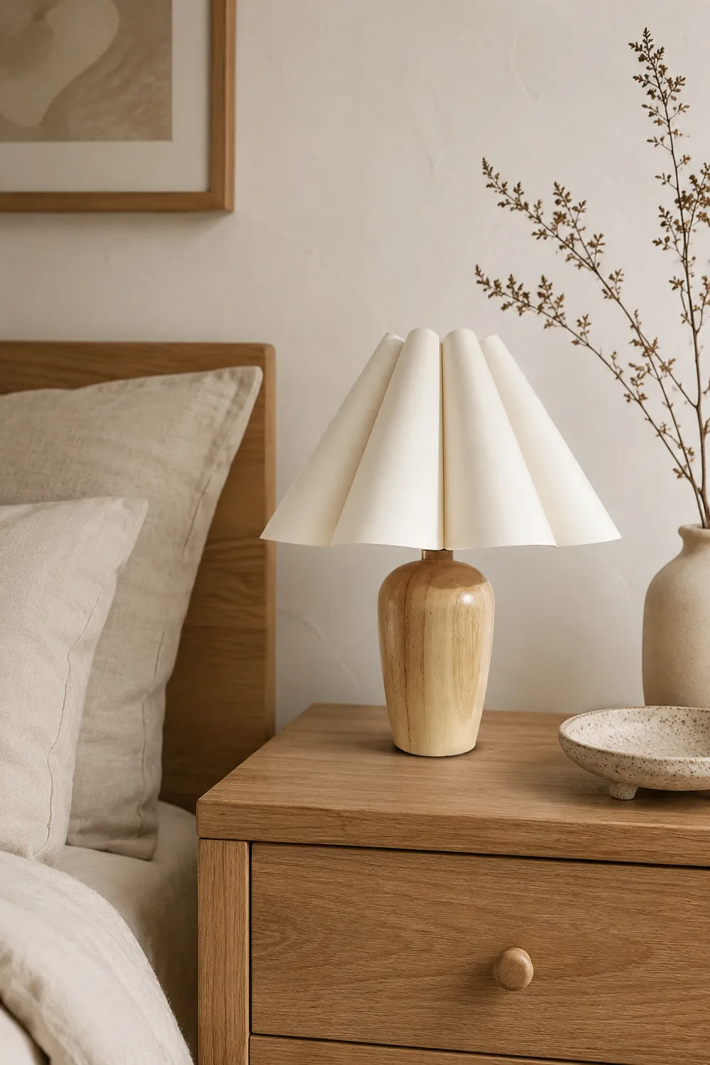 Vintage Fluted Beige Table Lamp - Lumpaz