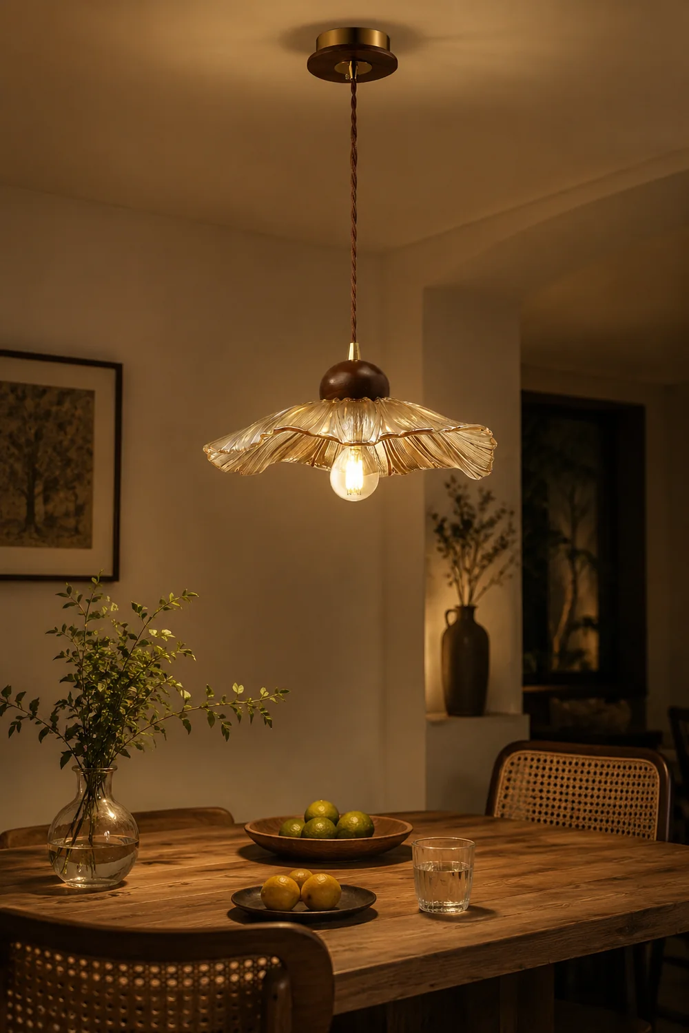 Scalloped Floral Pendant Lamp - Lumpaz