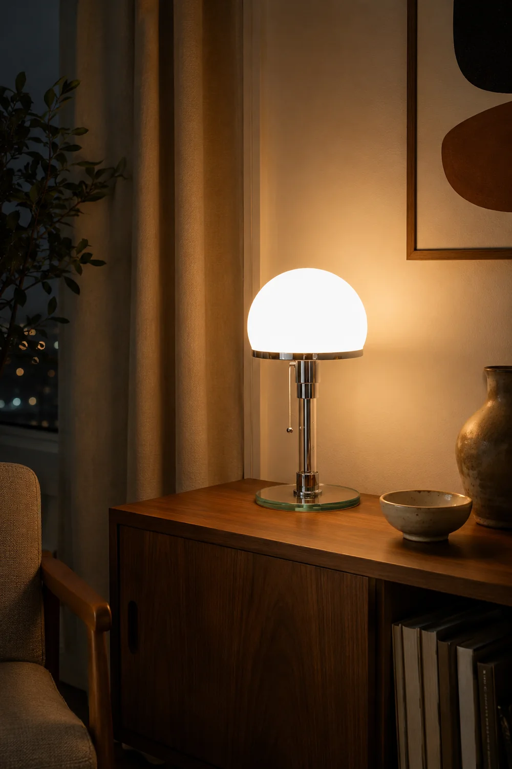 Hemispherical Chrome Table Lamp - Lumpaz
