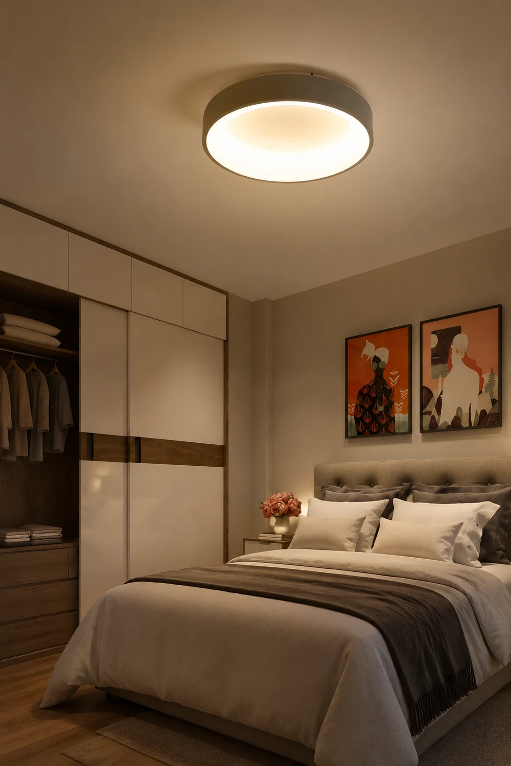 Scandinavian Grey Round LED Ceiling Light - Lumpaz