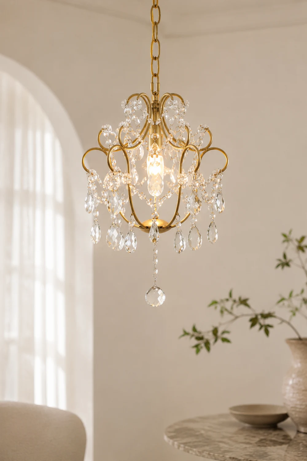 Gilded Crystal Pendant Lamp - Lumpaz