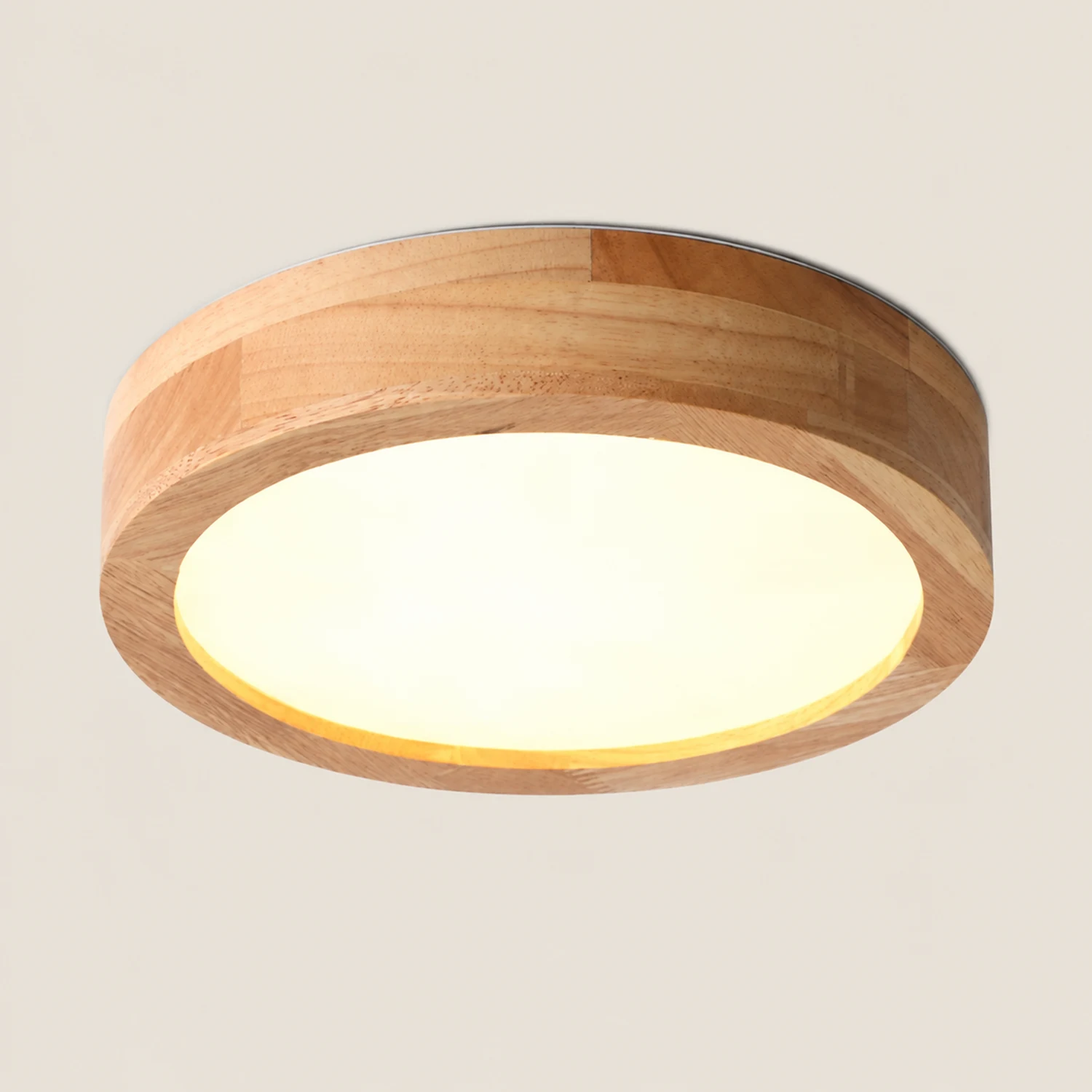 Contemporary Wood Round Flush Mount LED Ceiling Light - Lumpaz