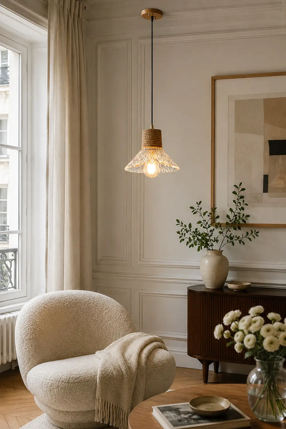 Hemp Rope Glass Pendant Lamp - Lumpaz