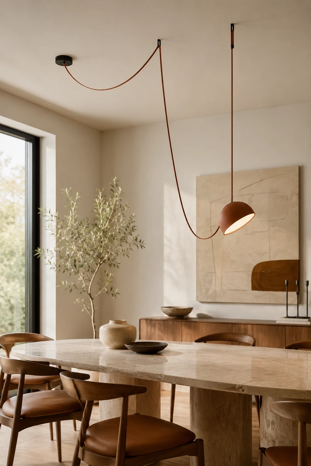 Light Rail Semispheres Leather Pendant Lamp - Lumpaz