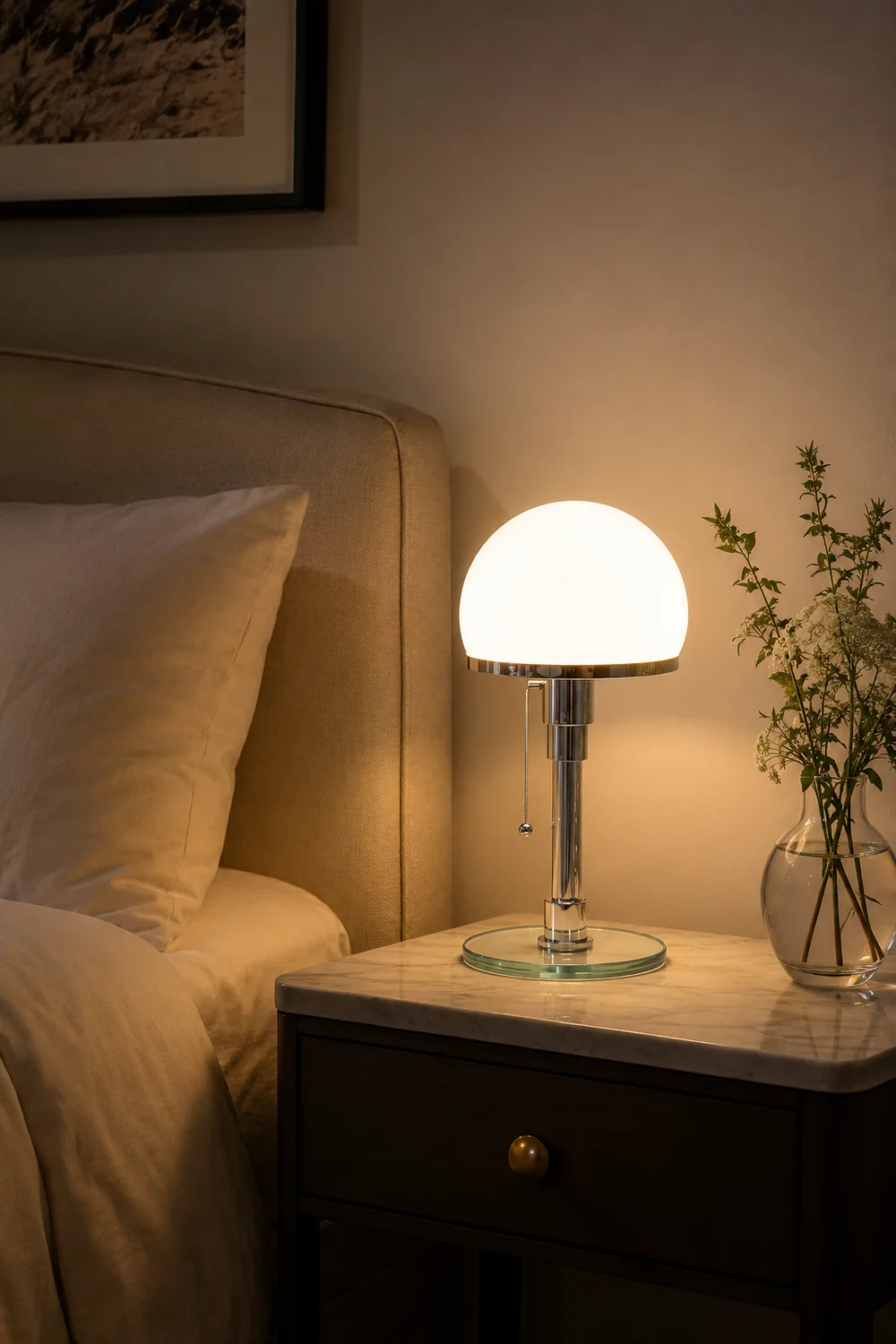 Hemispherical Chrome Table Lamp - Lumpaz