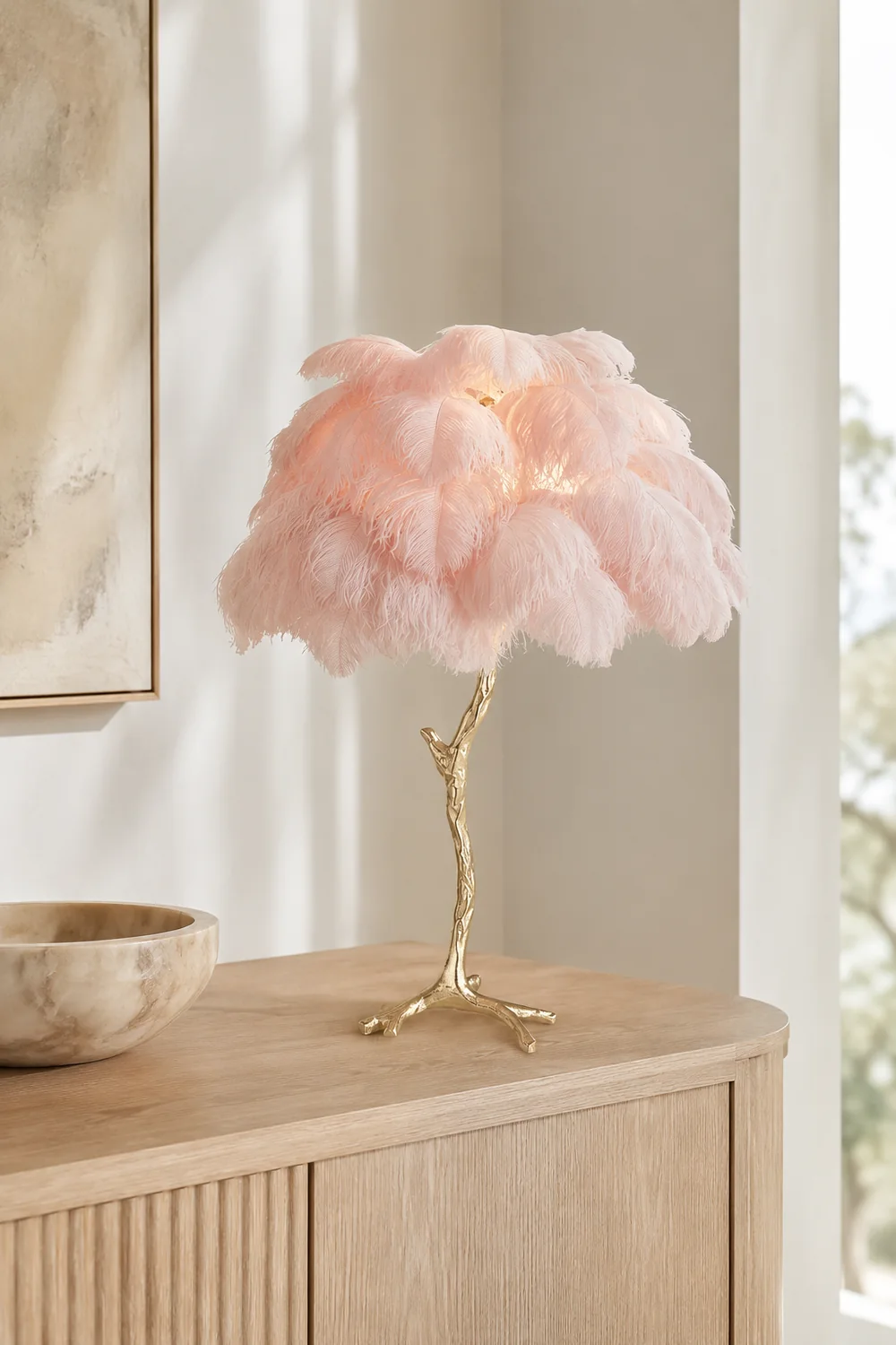 Ostrich Feather Table Lamp - Lumpaz