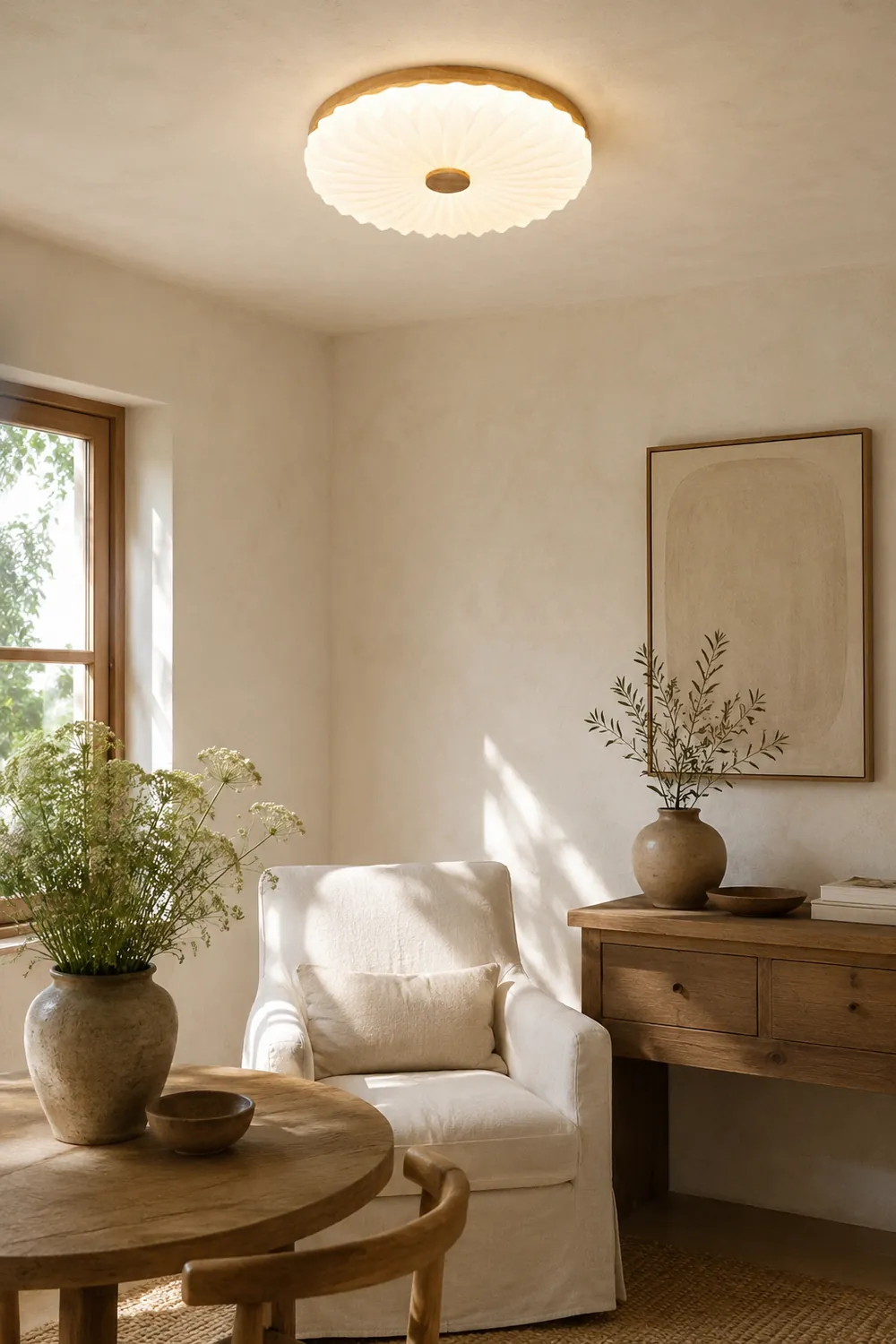 Vintage White Round LED Ceiling Light - Lumpaz