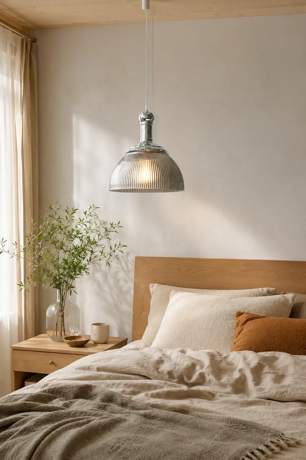 Ribbed Chrome Pendant Lamp - Lumpaz