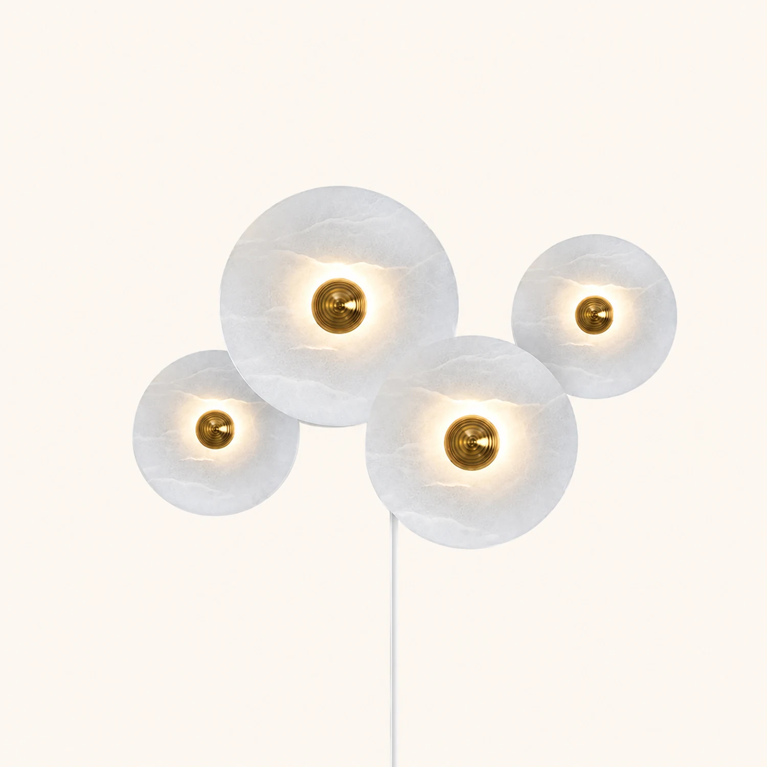Round Alabaster Combination Plug In Wall Lamp - Lumpaz