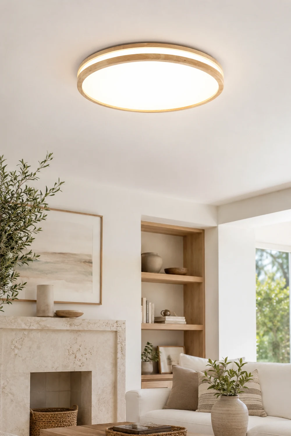 Vintage Wood Round LED Ceiling Light - Lumpaz