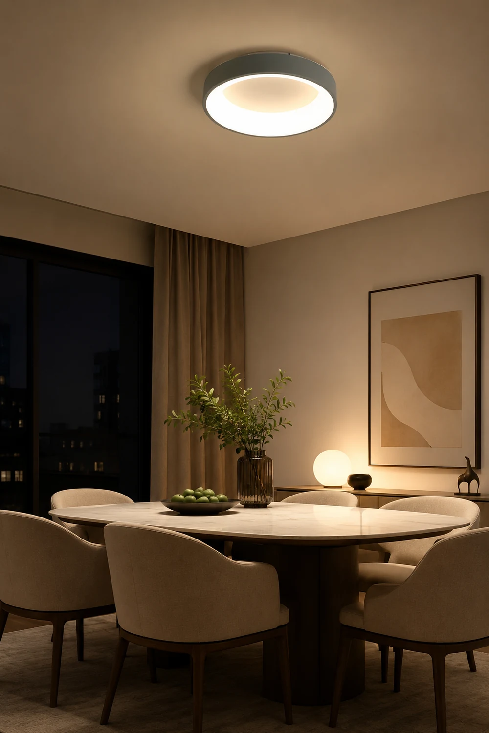 Scandinavian Grey Round LED Ceiling Light - Lumpaz