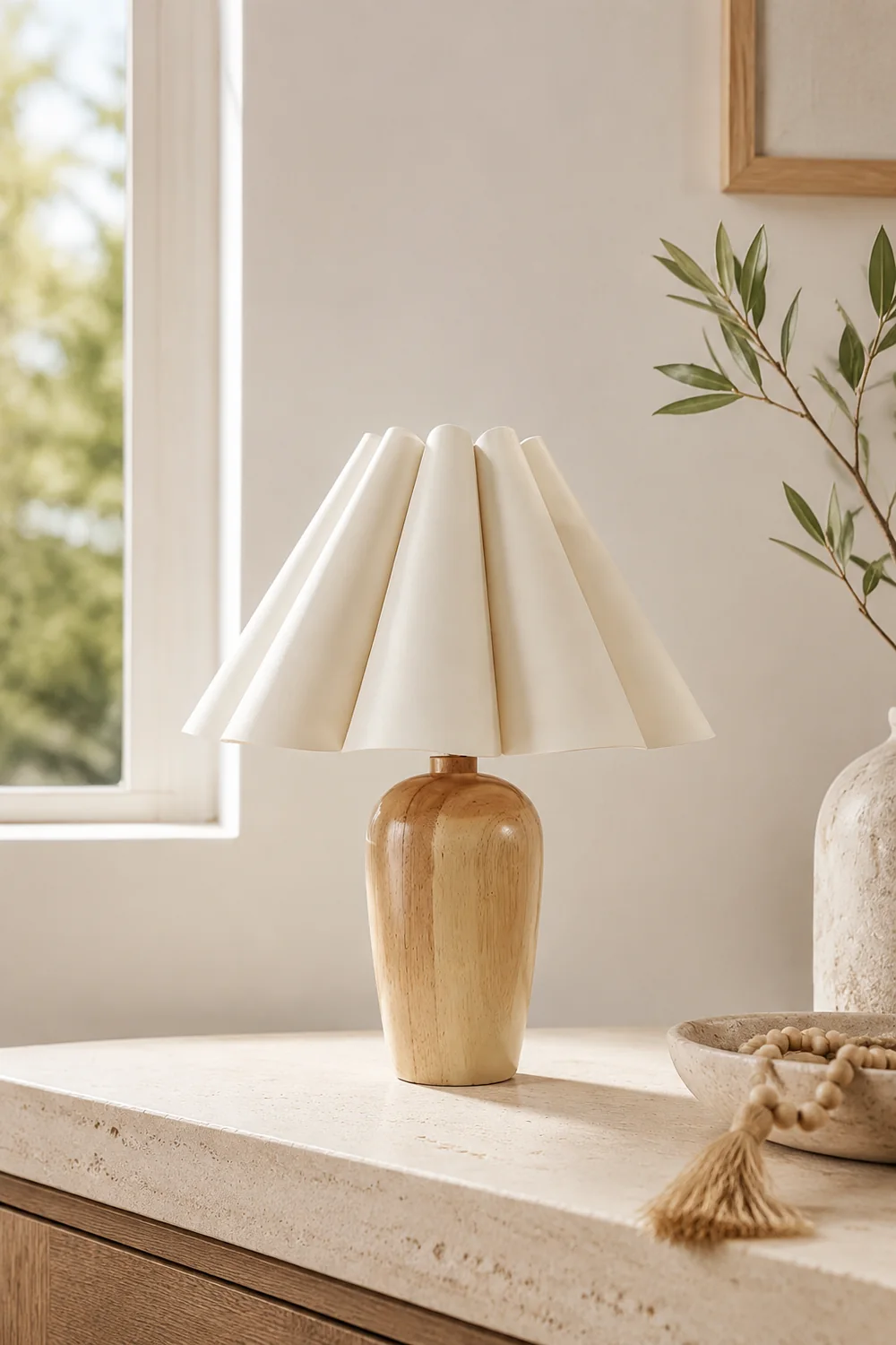 Vintage Fluted Beige Table Lamp - Lumpaz