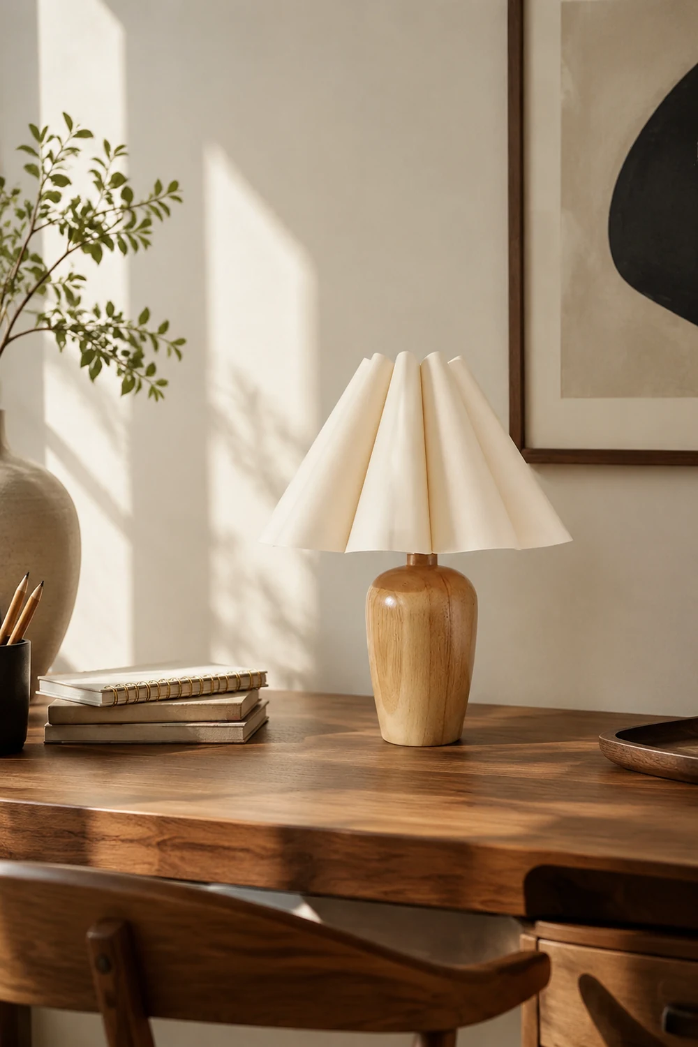 Vintage Fluted Beige Table Lamp - Lumpaz