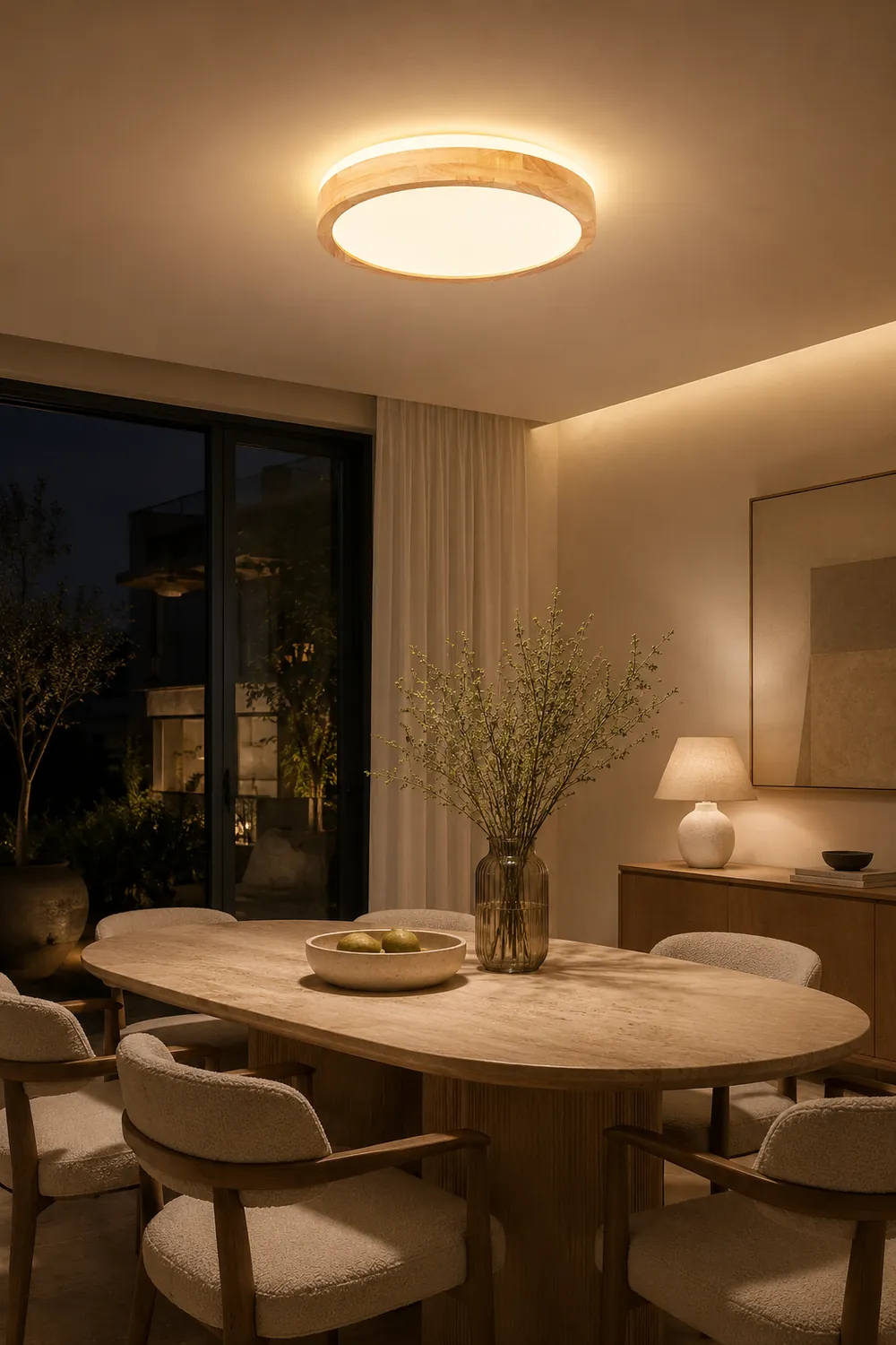 Natural Wood LED Round Ceiling Light - Lumpaz