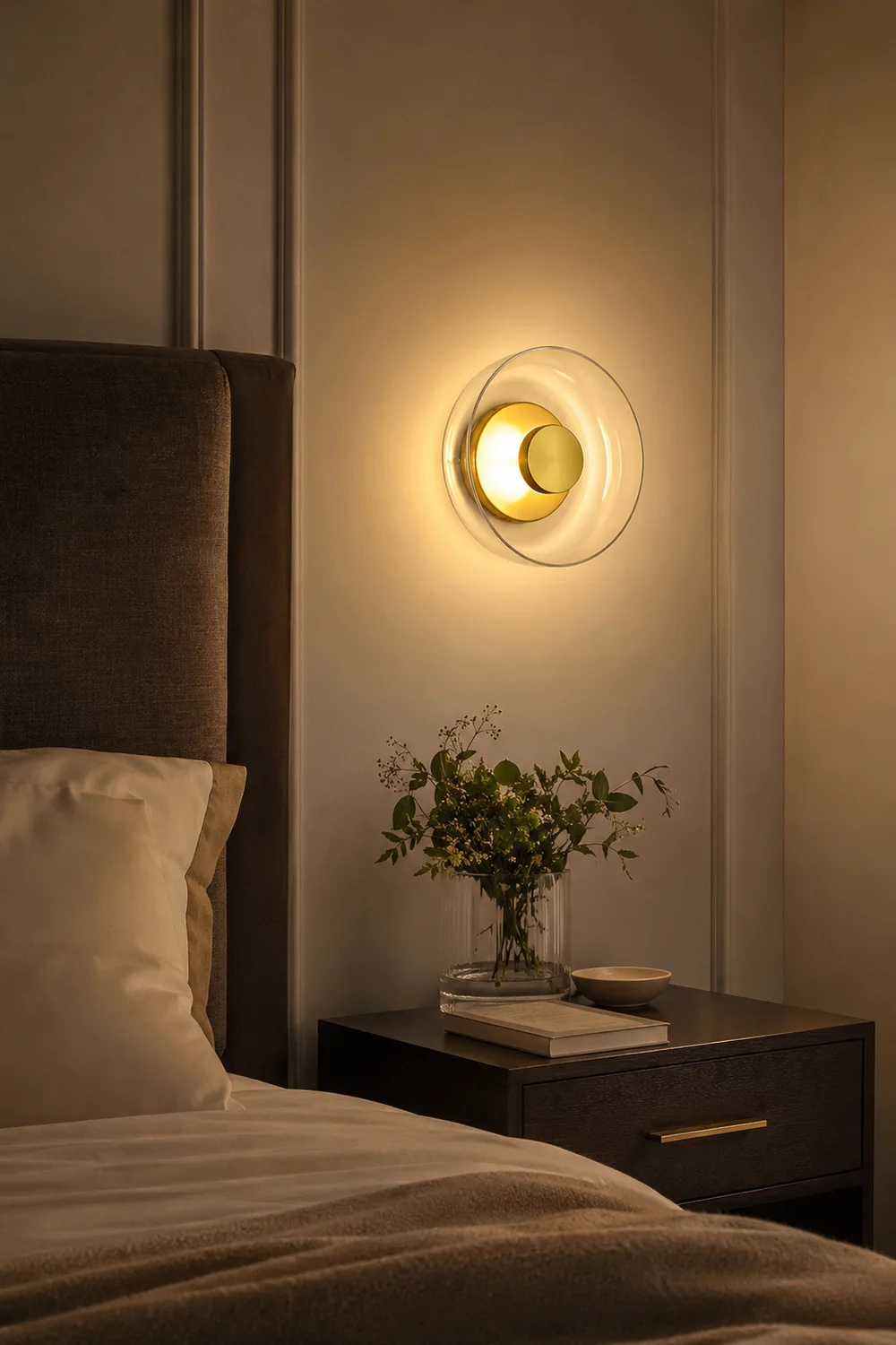 Modern Clear Round LED Glass Wall Sconce - Lumpaz