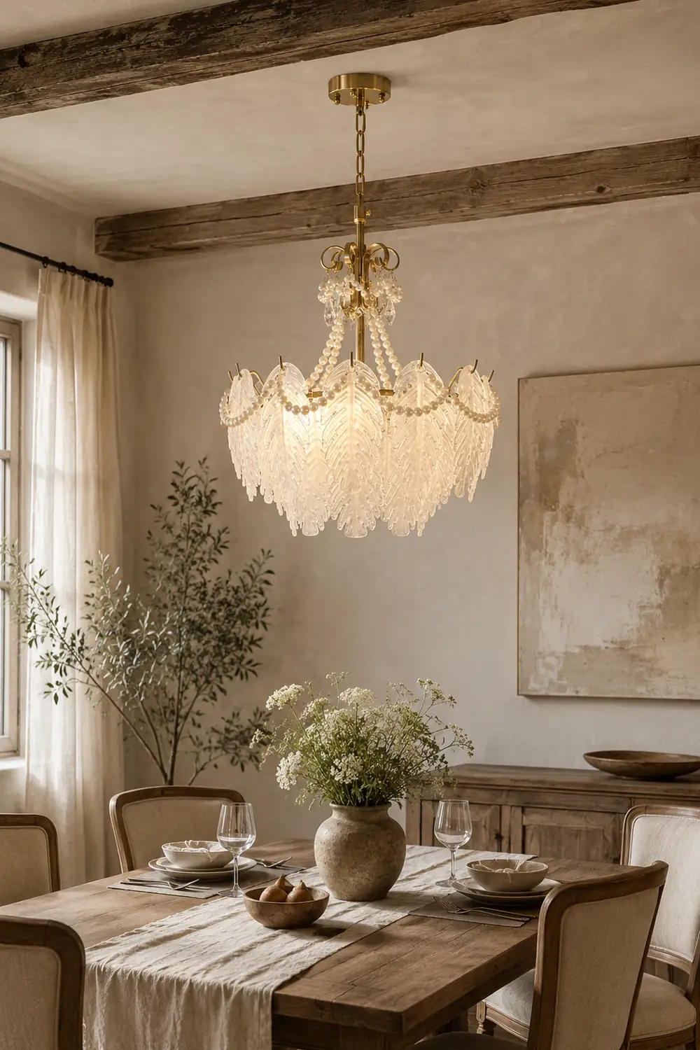 Feather Glass Chandelier - Lumpaz