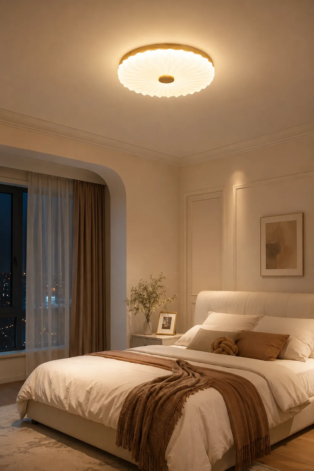 Vintage White Round LED Ceiling Light - Lumpaz