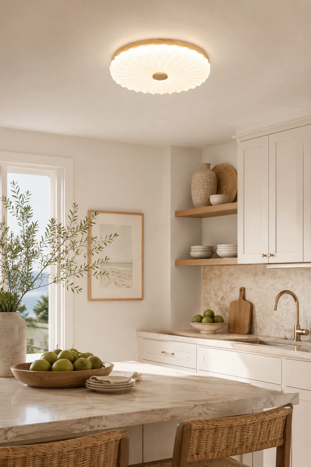 Vintage White Round LED Ceiling Light - Lumpaz