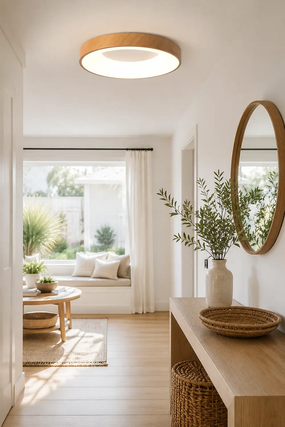 Natural Wood Round LED Ceiling Light - Lumpaz
