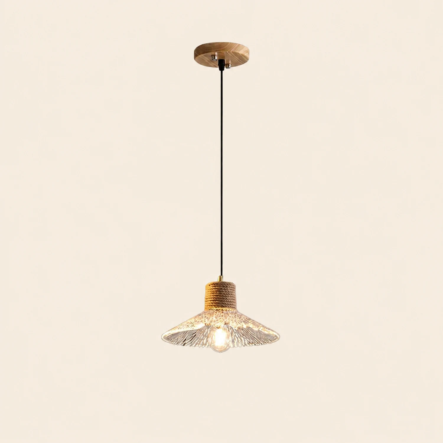 Hemp Rope Glass Pendant Lamp - Lumpaz