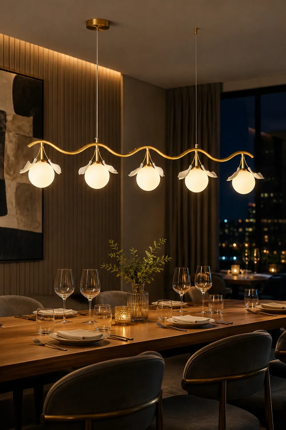 Allanie Gingko Long Chandelier - Lumpaz