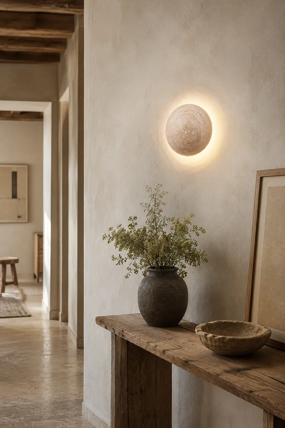Round Travertine Wall Lamp - Lumpaz