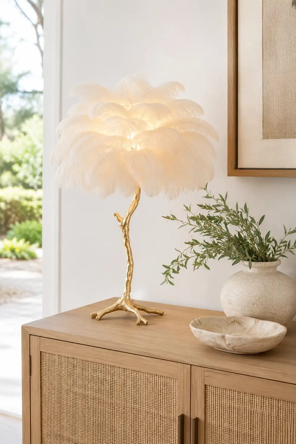 Ostrich Feather Table Lamp - Lumpaz