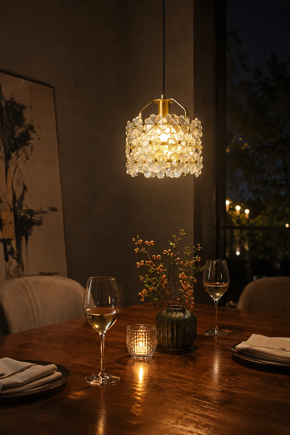 Petit Floral Glass Pendant Lamp - Lumpaz