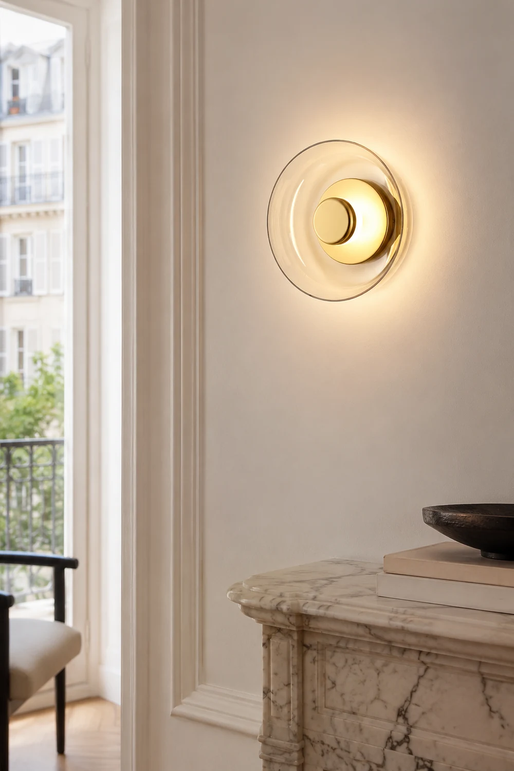 Modern Clear Round LED Glass Wall Sconce - Lumpaz