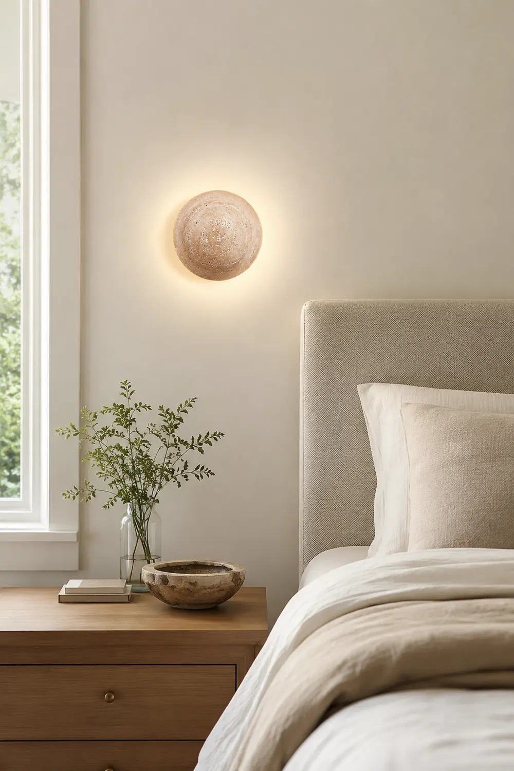 Round Travertine Wall Lamp - Lumpaz