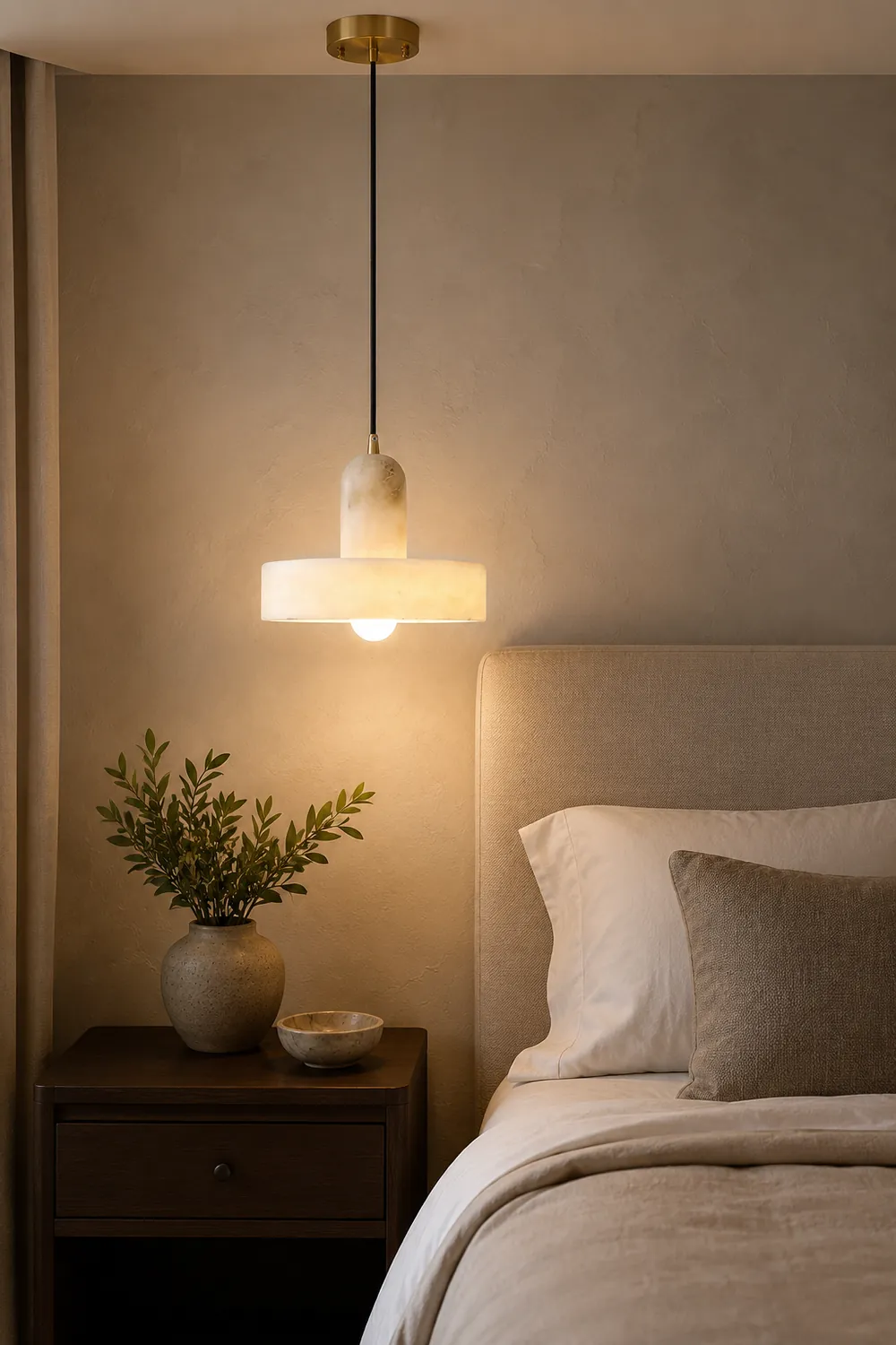Disc Orb Alabaster Pendant Lamp - Lumpaz