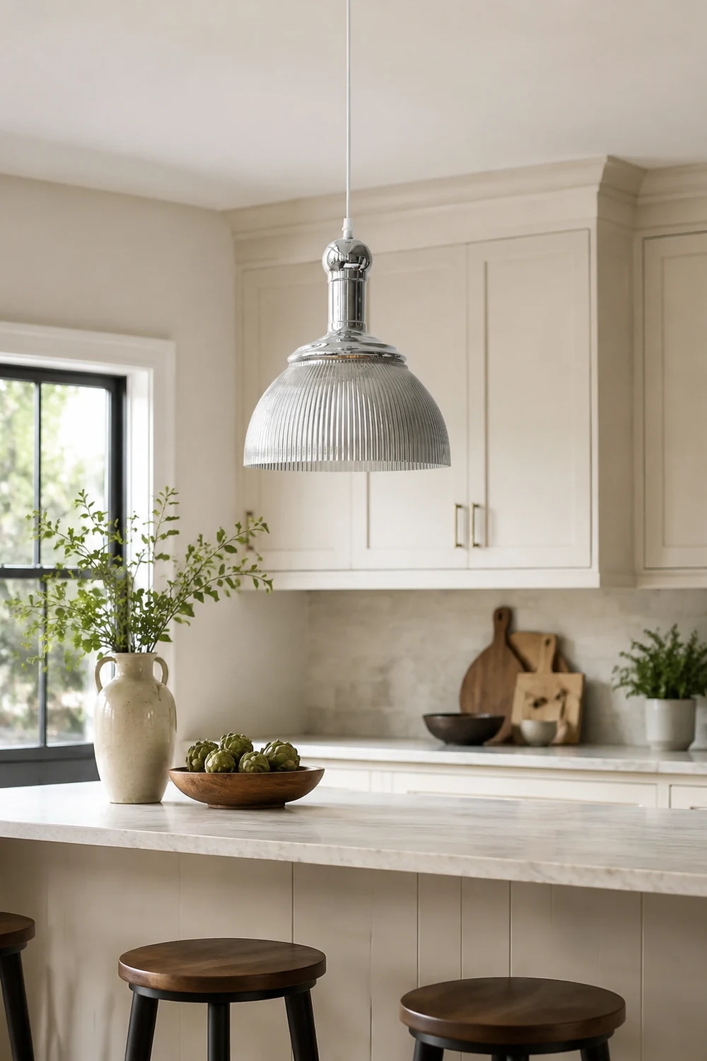 Ribbed Chrome Pendant Lamp - Lumpaz