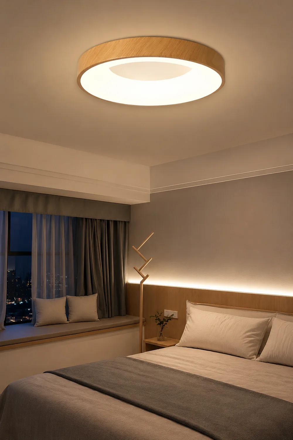 Natural Wood Round LED Ceiling Light - Lumpaz
