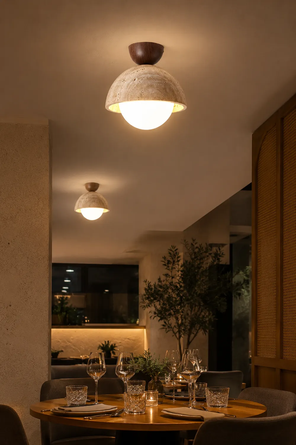 Retro Stone Industrial Yellow Ceiling Light - Lumpaz