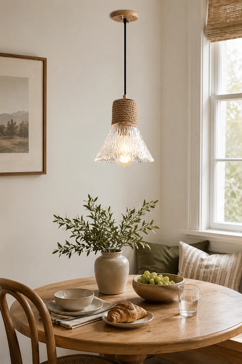 Hemp Rope Glass Pendant Lamp - Lumpaz