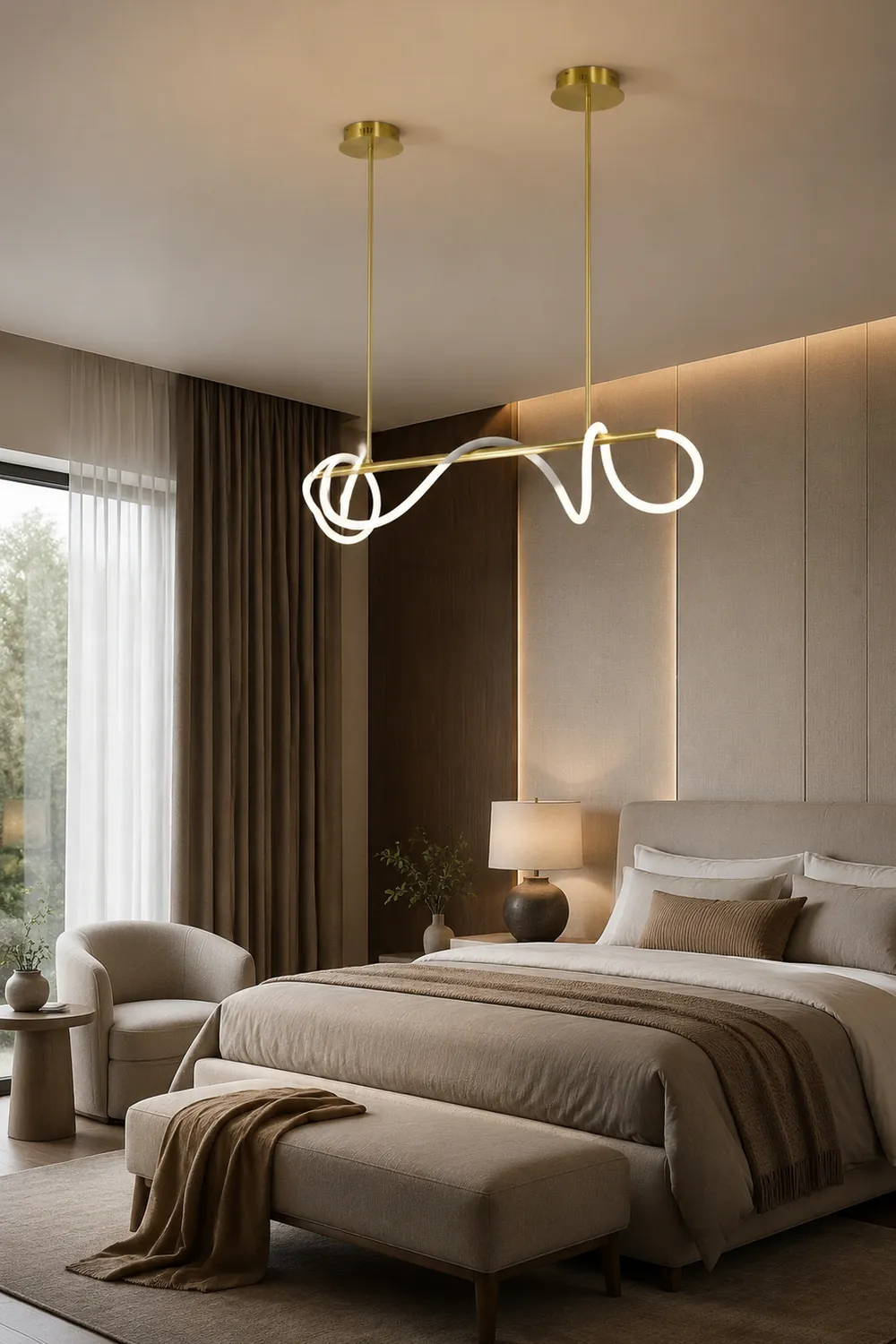 Serpentine Glow Gold Chandelier - Lumpaz
