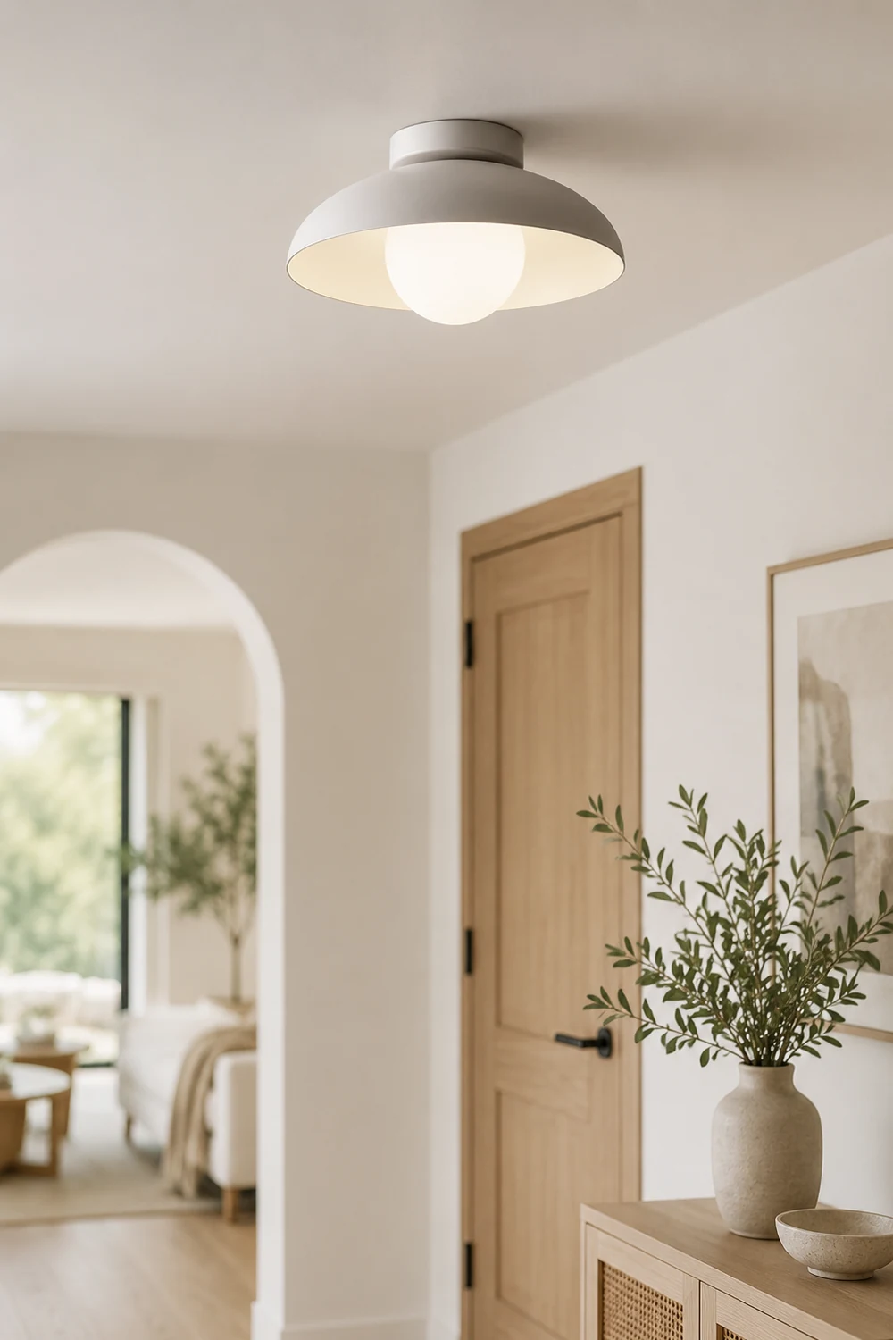 Minimalist White Metal Round Ceiling Light - Lumpaz