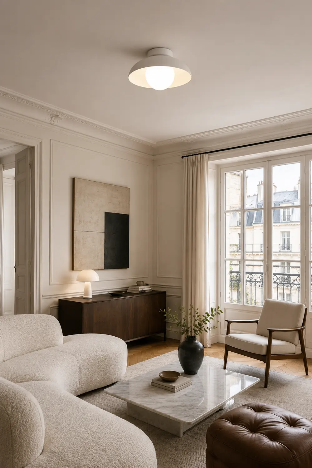 Minimalist White Metal Round Ceiling Light - Lumpaz