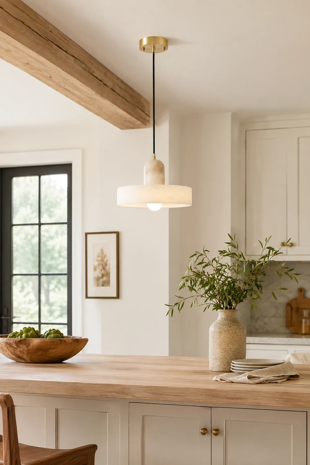 Disc Orb Alabaster Pendant Lamp - Lumpaz