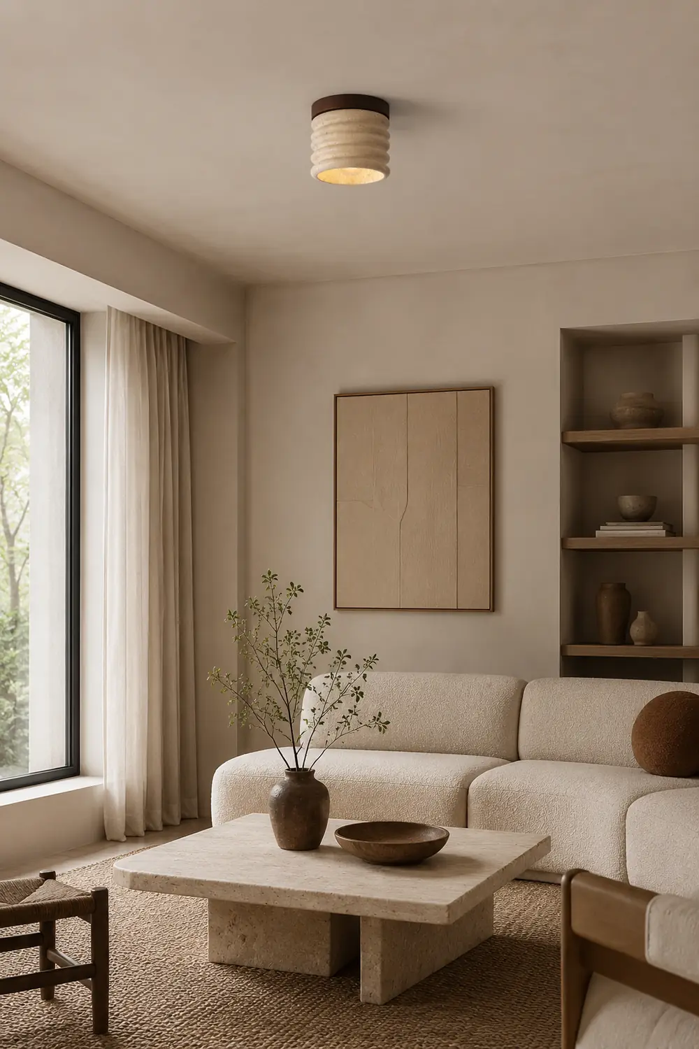Vaarnii Travertine Ceiling Lamp - Lumpaz