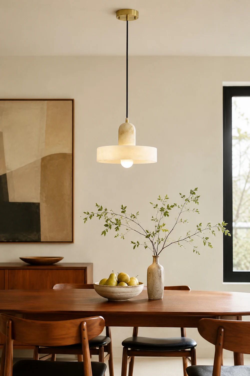 Disc Orb Alabaster Pendant Lamp - Lumpaz
