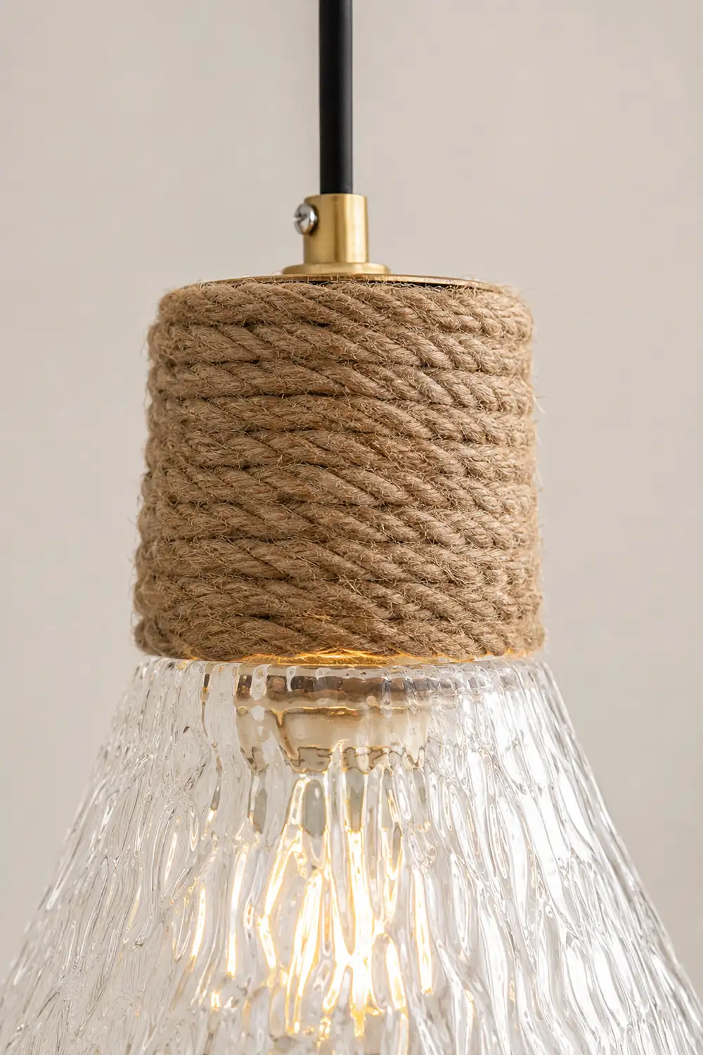 Hemp Rope Glass Pendant Lamp - Lumpaz