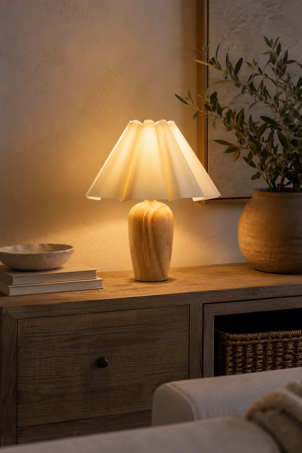 Vintage Fluted Beige Table Lamp - Lumpaz