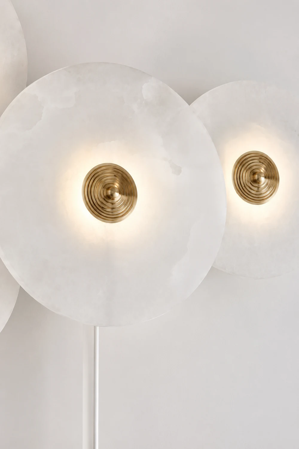 Round Alabaster Combination Plug In Wall Lamp - Lumpaz