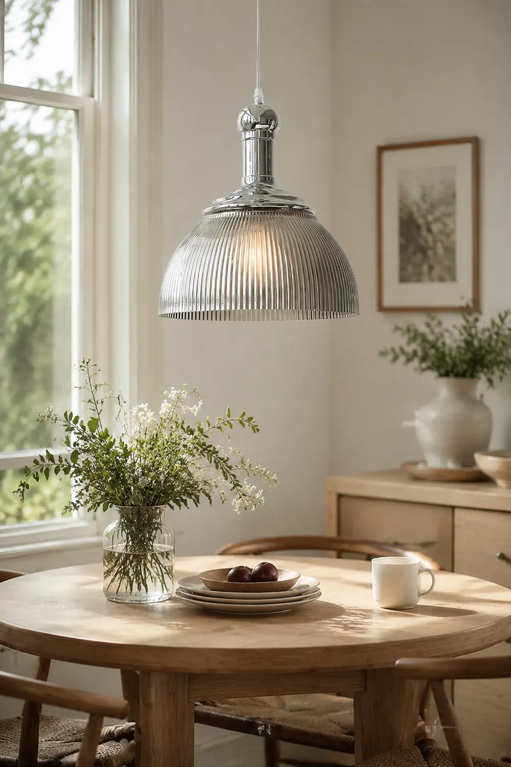Ribbed Chrome Pendant Lamp - Lumpaz