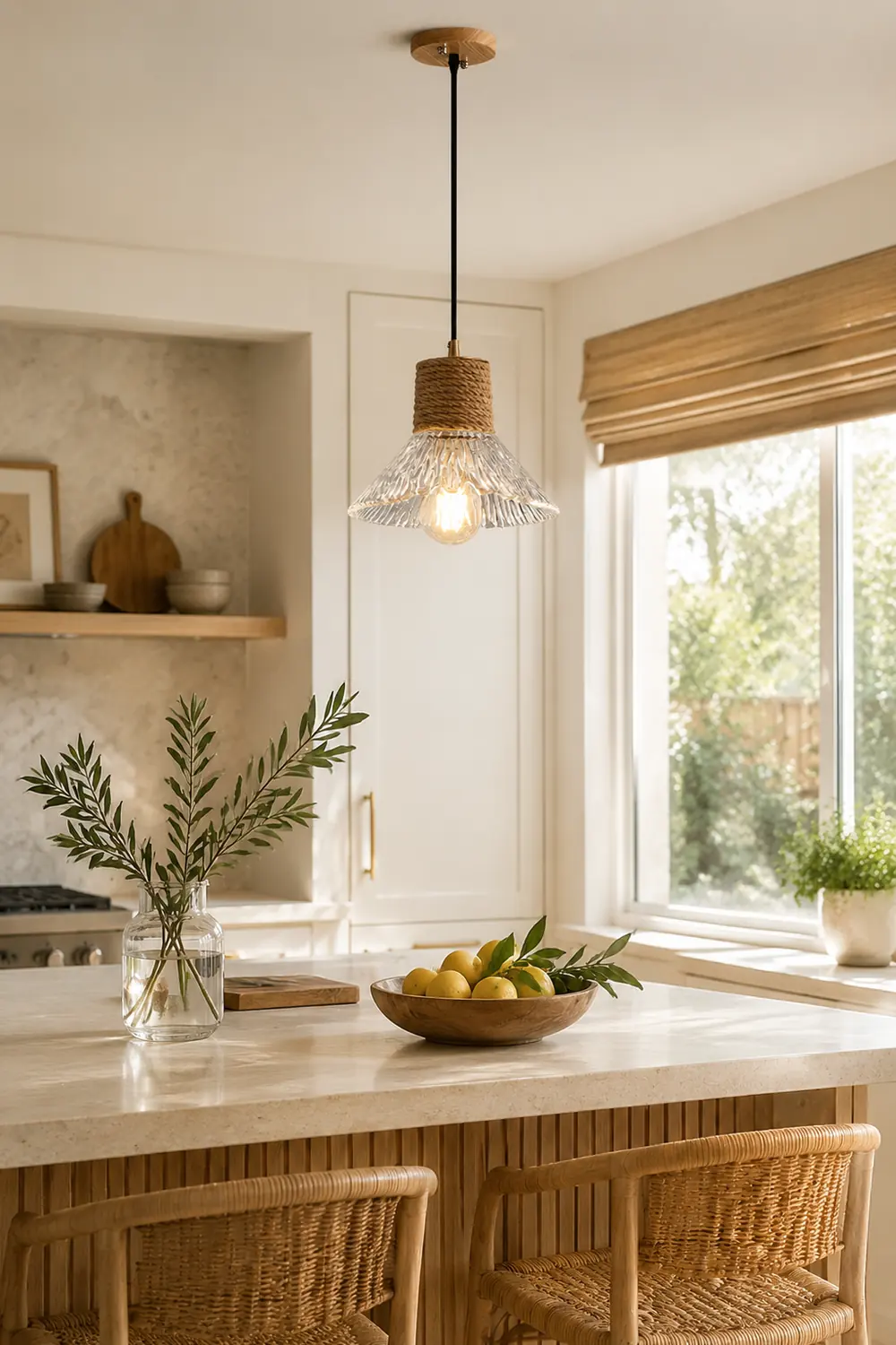 Hemp Rope Glass Pendant Lamp - Lumpaz
