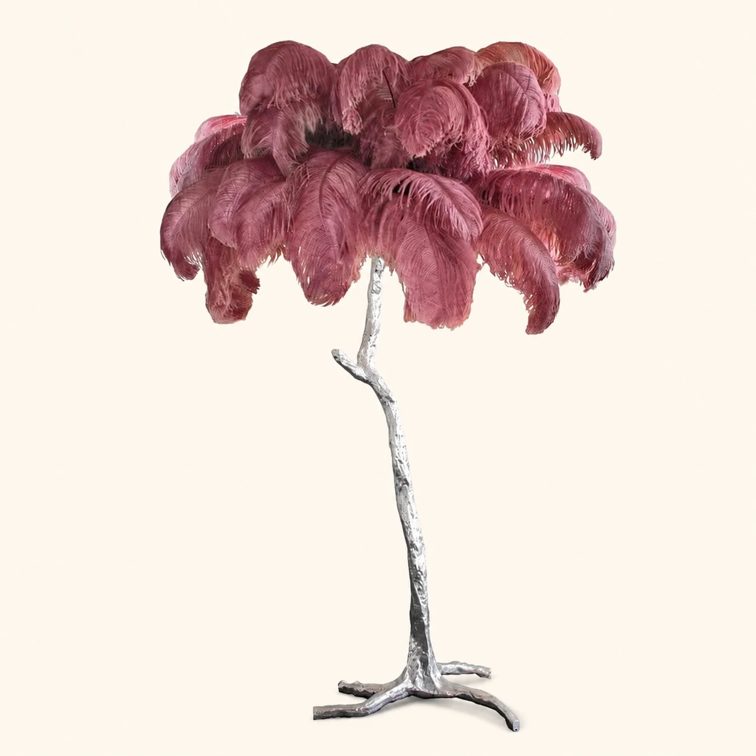 Ostrich Feather Brass Floor Lamp - Lumpaz