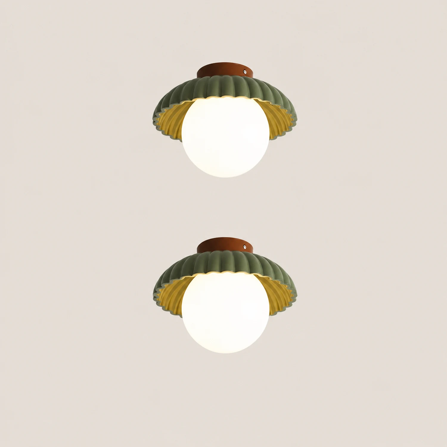 French Creamy Glass Stained Ceiling Light - Lumpaz