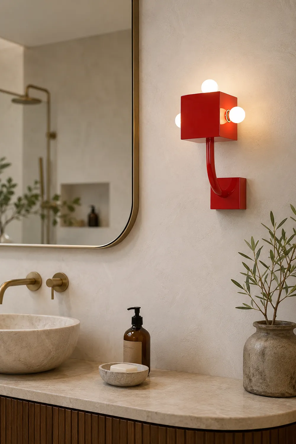 Red Cube Wall Lamp - Lumpaz